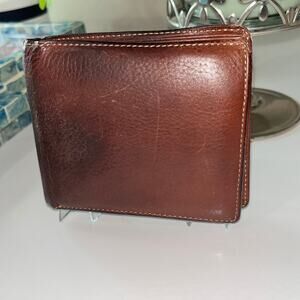Authentic Molti Persone Leather Bifold Wallet - Brown Minimalist Distressed